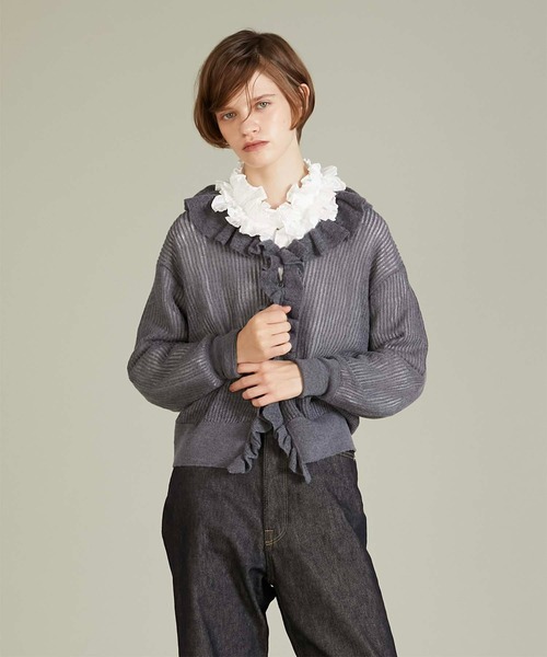 crinkle crinkle crinkle】cotton frill collar shirts/コットン