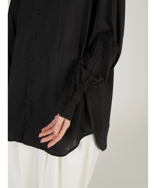 新品タグ付◉ cotton frill coller shirts ブラック cotton frill coller shirts │ BLACK