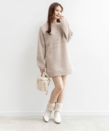 RANDA | 【選べる丈感】リボン×パール付きミニニットワンピース(ワンピース)