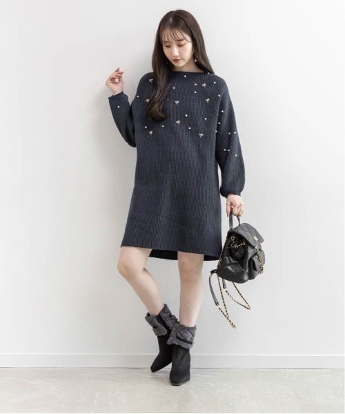 RANDA(ランダ)の「【選べる丈感】リボン×パール付きミニニットワンピース(ワンピース・レディース・ピンク/ホワイト・FT/FREE)」の13枚目の写真