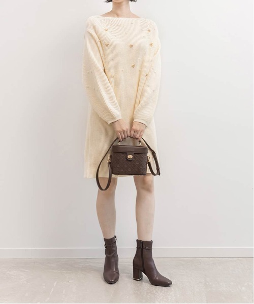 RANDA(ランダ)の「【選べる丈感】リボン×パール付きミニニットワンピース(ワンピース・レディース・ピンク/ホワイト・FT/FREE)」の15枚目の写真