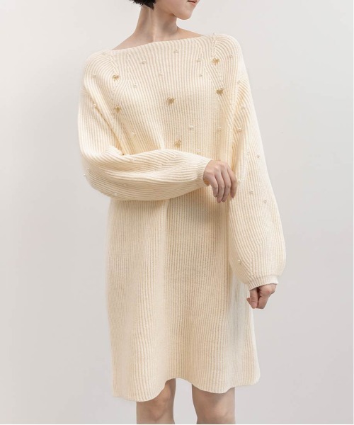 RANDA(ランダ)の「【選べる丈感】リボン×パール付きミニニットワンピース(ワンピース・レディース・ピンク/ホワイト・FT/FREE)」の18枚目の写真