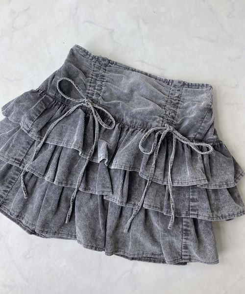 AS KNOW AS plus（アズノゥアズプラス）の「♪リボンとティアードミニスカート セットアップ対応（スカート・レディース・ブラック系1/キャメル/スミクロ/ブラック系/ブラウン/サックスブルー系/カモフラージュ/ブラック系2/ネイビー系・FREE）」の11枚目の写真