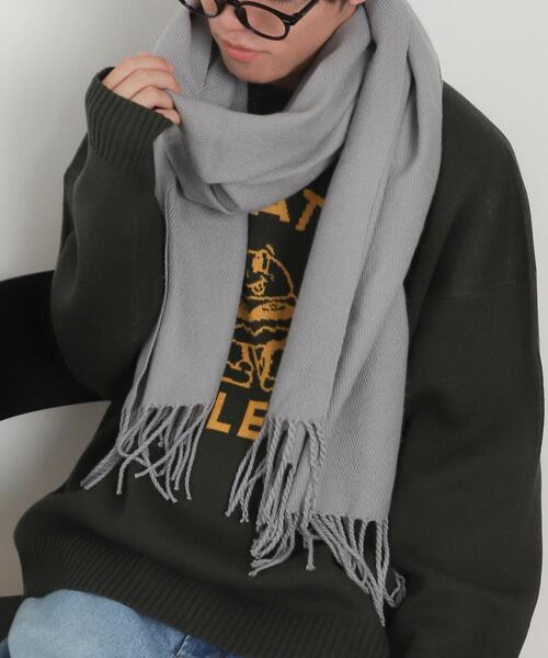 WEGO（ウィゴー）の「WEGO/【25年秋冬新作】大判ストール（マフラー・レディース・サックスブルー/レッド系その他/ライトグレー/ホワイト/レッド/グリーン/その他1/オフホワイト/グレー/その他3/ライトパープル/ネイビー/その他2/ブラック/グレー系その他/ライトピンク・FREE）」の6枚目の写真