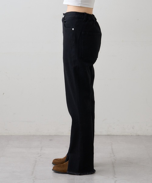 ZOZO限定】【マルチサイズ】裾スリットフレアデニムパンツ（デニム