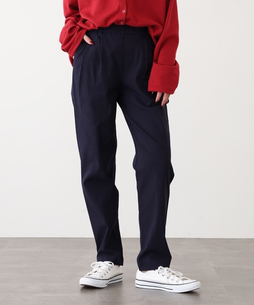 OMNES（オムネス）の「OMNES Another Edition スーパーストレッチツイルタックパンツ（スラックス・レディース・アイボリー/カーキ/ブラウン/ライトグレー/イエロー/チャコール/ネイビー/ミント/ベージュ系その他・M/L）」の8枚目の写真