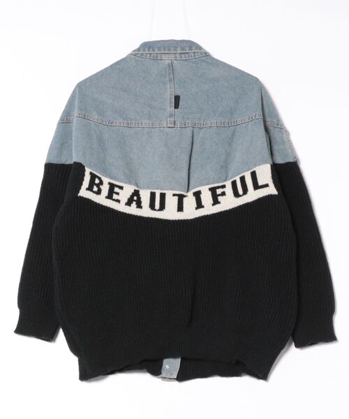 セール】《デニム×ニット切替》レディース Gジャン 配色ロゴ入り