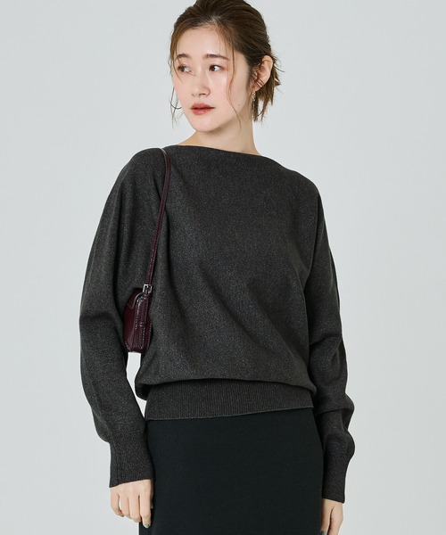 チョココロネ　Cニット ブラック 12ゲージシルクMIXハイネックプルオーバー[プラスサイズあり]（ニット