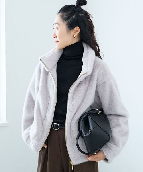 le.coeur blanc（ルクールブラン）の「ミンクタッチスタンドカラーファーブルゾン（ブルゾン・レディース・ブラウン/ライトグレー・38）」の2枚目の写真