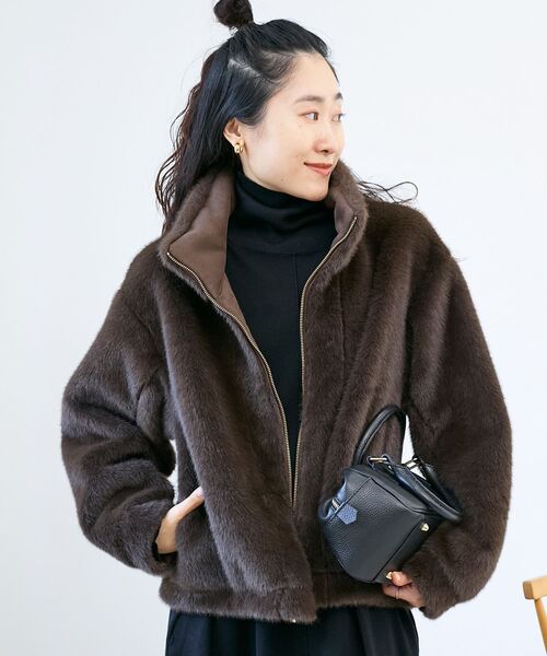 le.coeur blanc（ルクールブラン）の「ミンクタッチスタンドカラーファーブルゾン（ブルゾン・レディース・ブラウン/ライトグレー・38）」の10枚目の写真