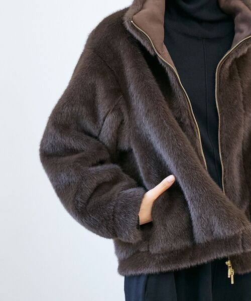 le.coeur blanc（ルクールブラン）の「ミンクタッチスタンドカラーファーブルゾン（ブルゾン・レディース・ブラウン/ライトグレー・38）」の11枚目の写真