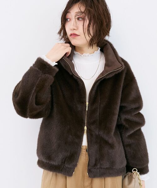le.coeur blanc（ルクールブラン）の「ミンクタッチスタンドカラーファーブルゾン（ブルゾン・レディース・ブラウン/ライトグレー・38）」の19枚目の写真