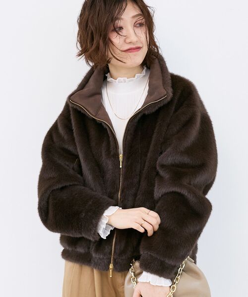 le.coeur blanc（ルクールブラン）の「ミンクタッチスタンドカラーファーブルゾン（ブルゾン・レディース・ブラウン/ライトグレー・38）」の20枚目の写真