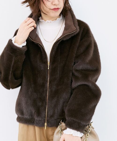 le.coeur blanc（ルクールブラン）の「ミンクタッチスタンドカラーファーブルゾン（ブルゾン・レディース・ブラウン/ライトグレー・38）」の21枚目の写真