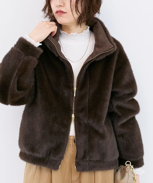 le.coeur blanc（ルクールブラン）の「ミンクタッチスタンドカラーファーブルゾン（ブルゾン・レディース・ブラウン/ライトグレー・38）」の22枚目の写真