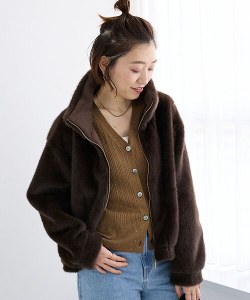 セール】ミンクタッチスタンドカラーファーブルゾン（ブルゾン）｜le