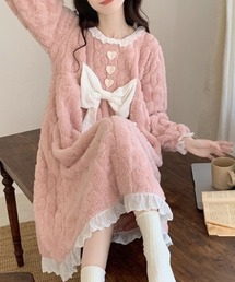 pyornim（ピョルニム）の「リボン フレア ふわもこルームウエアワンピース（ルームウェア/パジャマ）」