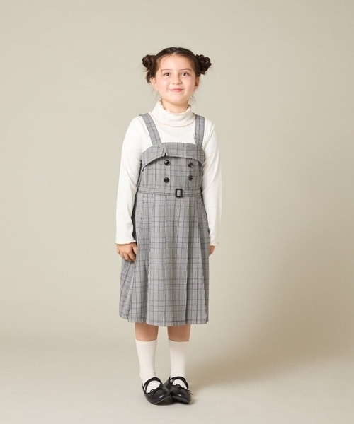 a.v.v（アーヴェヴェ）の「[130-160]配色プチハイリブニット（ニット/セーター・キッズ・ブラック/アイボリー・130/150/160/140）」の6枚目の写真