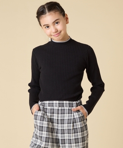 a.v.v（アーヴェヴェ）の「[130-160]配色プチハイリブニット（ニット/セーター・キッズ・ブラック/アイボリー・130/150/160/140）」の15枚目の写真