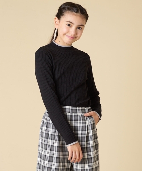 a.v.v（アーヴェヴェ）の「[130-160]配色プチハイリブニット（ニット/セーター・キッズ・ブラック/アイボリー・130/150/160/140）」の18枚目の写真