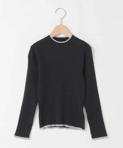 a.v.v（アーヴェヴェ）の「[130-160]配色プチハイリブニット（ニット/セーター・キッズ・ブラック/アイボリー・130/150/160/140）」の3枚目の写真