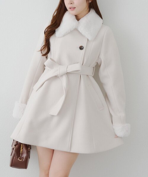 マルチWAYファー付ミドル丈フレアコート（その他アウター）｜Another