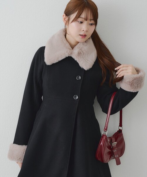 マルチWAYファー付ミドル丈フレアコート（その他アウター）｜Another