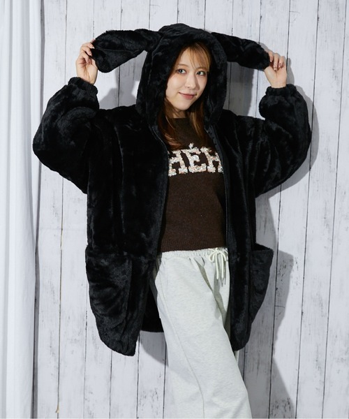 セール】《アニマル耳付きフード》レディース フェイクファー ブルゾン