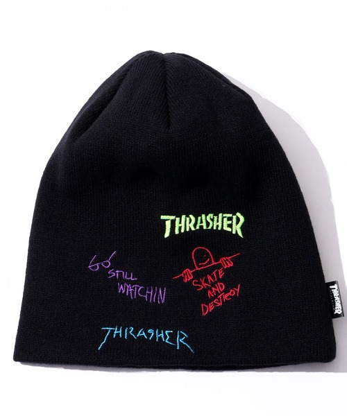 THRASHER(スラッシャー)の「【THRASHER/スラッシャー】アートワークデザイン リブニットワッチ(ニットキャップ/ビーニー・メンズ・グレー/ブラック系その他/ブラック・FREE)」の1枚目の写真