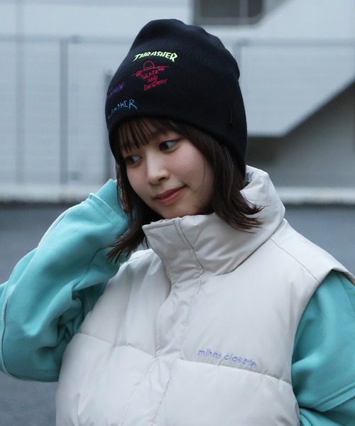 THRASHER(スラッシャー)の「【THRASHER/スラッシャー】アートワークデザイン リブニットワッチ(ニットキャップ/ビーニー・メンズ・グレー/ブラック系その他/ブラック・FREE)」の14枚目の写真
