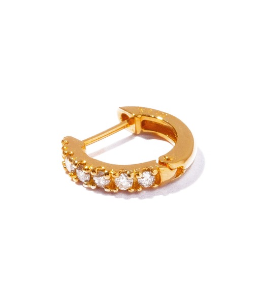 les bonbon(ルボンボン)の「【les bonbon】K18 half diamond hoop pierce/ハーフ ダイヤモンド フープ ピアス 片耳(ピアス(片耳用)・レディース・イエローゴールド・FREE)」の3枚目の写真