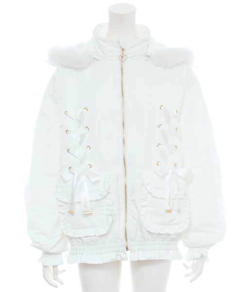 Secret Honey（シークレットハニー）の「レースアップブルゾン（ブルゾン・レディース・ブラック/オフホワイト/レッド・MEDIUM）」の11枚目の写真