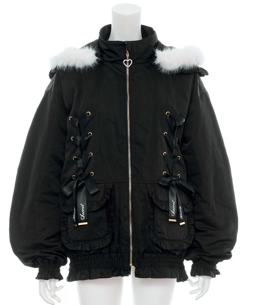 Secret Honey（シークレットハニー）の「レースアップブルゾン（ブルゾン・レディース・ブラック/オフホワイト/レッド・MEDIUM）」の13枚目の写真