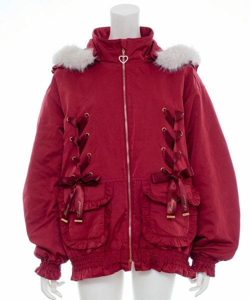 Secret Honey（シークレットハニー）の「レースアップブルゾン（ブルゾン・レディース・ブラック/オフホワイト/レッド・MEDIUM）」の12枚目の写真