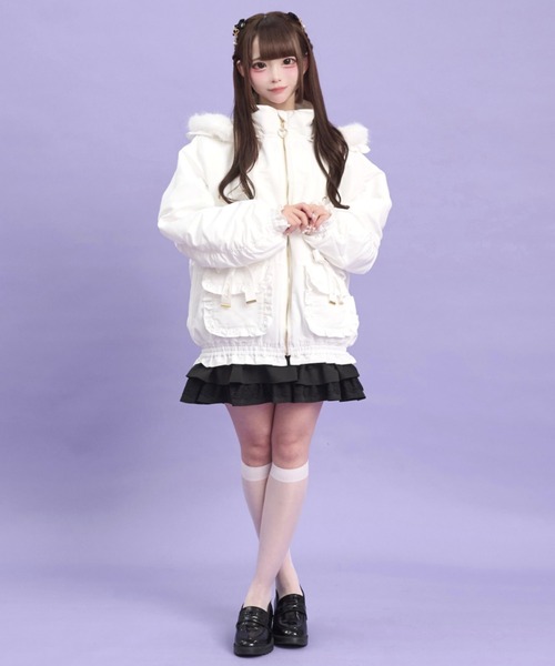 Secret Honey（シークレットハニー）の「レースアップブルゾン（ブルゾン・レディース・ブラック/オフホワイト/レッド・MEDIUM）」の4枚目の写真