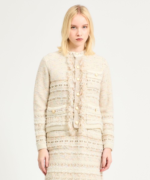 BOUSSOLE / クラシックファンシーツイード ニットジャケット（ノー