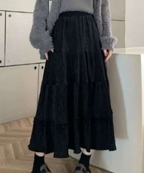 SallyLunn(サリーラン)の「ティアードフリルスカート(スカート・レディース・ブラック/ホワイト・M/L)」の2枚目の写真
