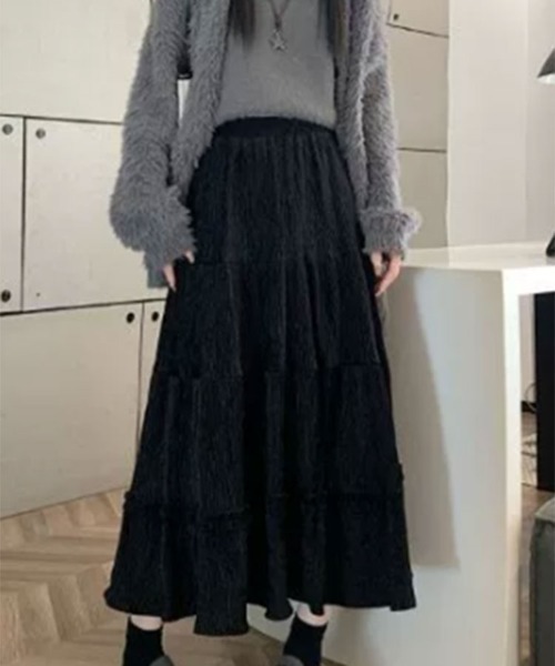 SallyLunn(サリーラン)の「ティアードフリルスカート(スカート・レディース・ブラック/ホワイト・M/L)」の8枚目の写真