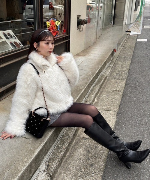 セール】フェイクファーショートコート（ブルゾン）｜one after