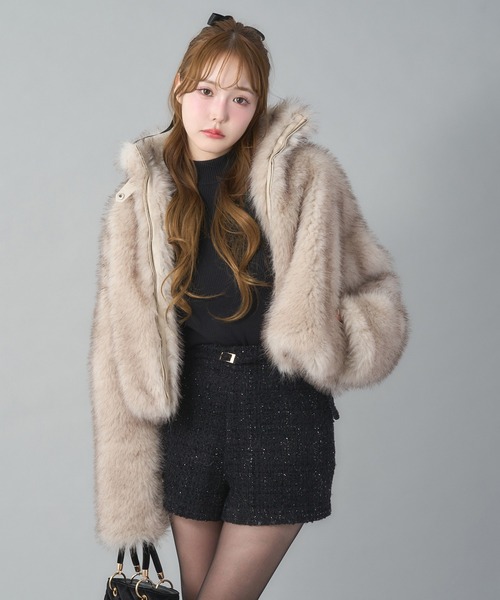 セール】フェイクファーショートコート（ブルゾン）｜one after