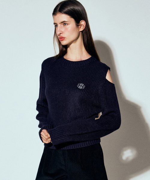 NICK&NICOLE(ニックアンドニコール)の「SHOULDER CUT OUT KNIT_NAVY(ニット/セーター・レディース・その他・FREE)」の1枚目の写真