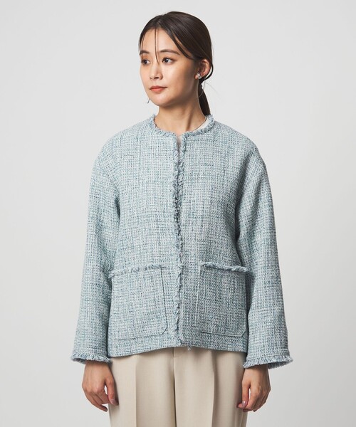 セール】［size SHORTあり］ミックス ツイードライク ポケット ノー