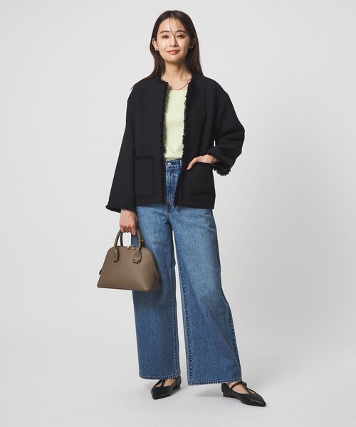 green label relaxing（グリーンレーベルリラクシング）の「［size SHORTあり］ミックス ツイードライク ポケット ノーカラー ジャケット（ノーカラージャケット・レディース・ネイビー/コバルトブルー・38/36/SHORT）」の6枚目の写真