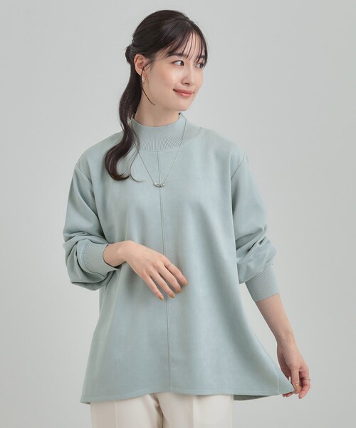 SHOO・LA・RUE(シューラルー)の「【S-LL】滑らかタッチが癖になる Aラインスエード調トップス(Tシャツ/カットソー・レディース・ブラウン系その他/サックスブルー/ホワイト・01/04/02/03)」の14枚目の写真