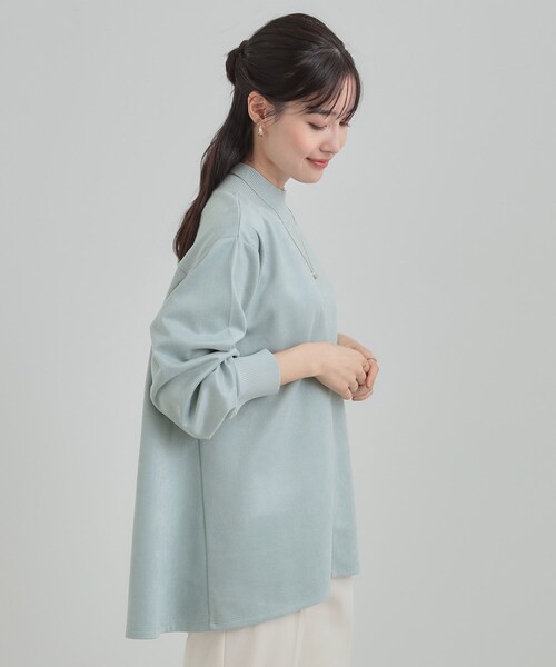 SHOO・LA・RUE(シューラルー)の「【S-LL】滑らかタッチが癖になる Aラインスエード調トップス(Tシャツ/カットソー・レディース・ブラウン系その他/サックスブルー/ホワイト・01/04/02/03)」の7枚目の写真