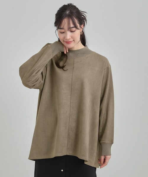 SHOO・LA・RUE(シューラルー)の「【S-LL】滑らかタッチが癖になる Aラインスエード調トップス(Tシャツ/カットソー・レディース・ブラウン系その他/サックスブルー/ホワイト・01/04/02/03)」の9枚目の写真