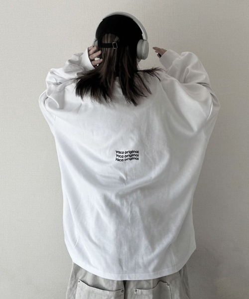 YACA(ヤーカ)の「Loose Sleeve Logo Tee/ルーズスリーブロゴT【unisex item】(Tシャツ/カットソー・レディース・ホワイト/ブラック・FREE)」の1枚目の写真