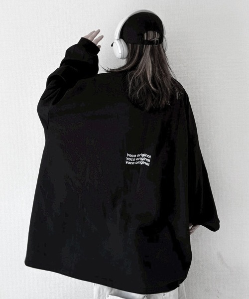 YACA(ヤーカ)の「Loose Sleeve Logo Tee/ルーズスリーブロゴT【unisex item】(Tシャツ/カットソー・レディース・ホワイト/ブラック・FREE)」の2枚目の写真