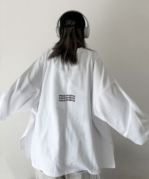 YACA(ヤーカ)の「Loose Sleeve Logo Tee/ルーズスリーブロゴT【unisex item】(Tシャツ/カットソー・レディース・ホワイト/ブラック・FREE)」の9枚目の写真