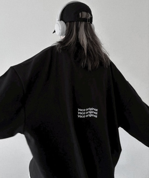 YACA(ヤーカ)の「Loose Sleeve Logo Tee/ルーズスリーブロゴT【unisex item】(Tシャツ/カットソー・レディース・ホワイト/ブラック・FREE)」の3枚目の写真